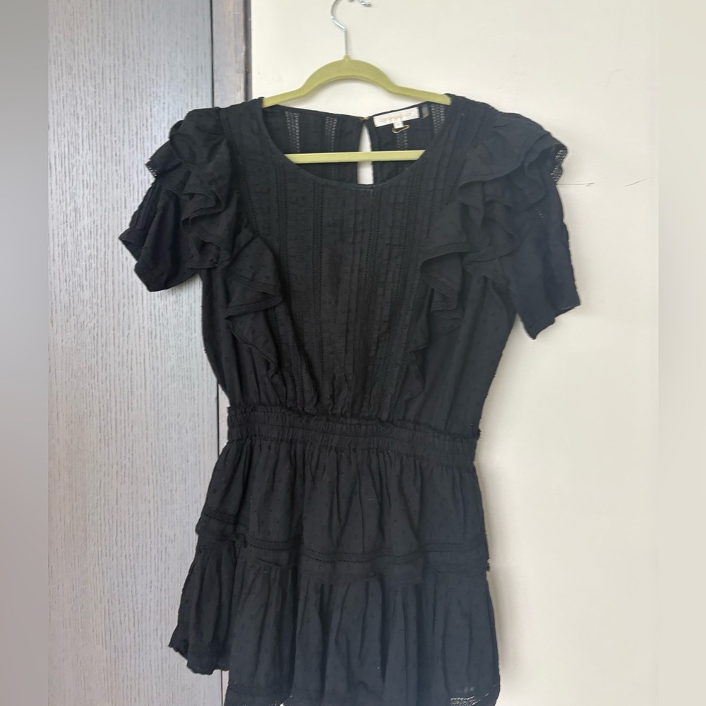 LoveShack Black Ruffled Short Sleeve Dress